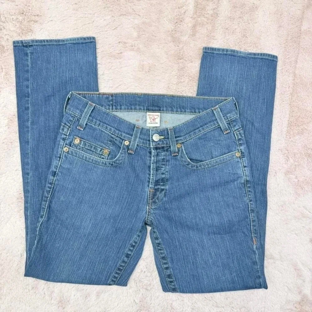 True Religion World Tour Logan Jeans Baggy Straight USA Mens 34x33 Y2K